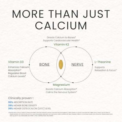 Bone & Nerve Complex, Aquamin Calcium, Aquamin Magnesium, Magnesium Glycinate, L-Theanine, Vitamin K2, Vitamin D3, Bone Health, Nerve Function, Stress Relief, Cardiovascular Health, Vegan, 90 Servings — view 5