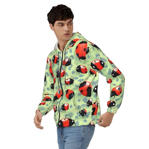Sweat à capuche imprimé coccinelles homme pull doux hiver - 5
