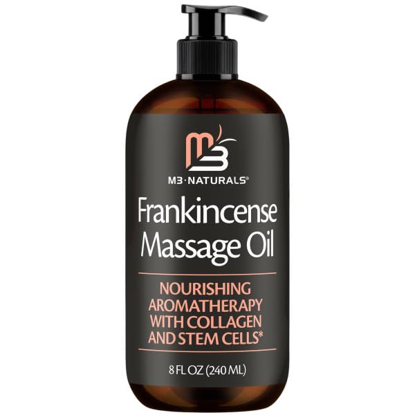 Frankincense Essential Massage Oil for Scars Stretch Marks & Fine Lines Firming Hydrating Smoothing & Calming Formula with Collagen Stem Cells Lavender & Grapefruit 8 fl oz by M3