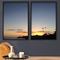 2 Piece Framed Canvas Wall Art Sunset Canvas Prints Home Artwork Decoration for Living Room,Bedroom - 16