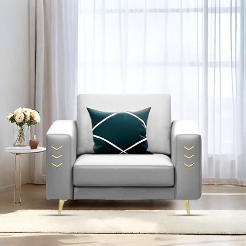 Image of Casaliving Falco 1 Seater Sofa Set for Living Room (Grey Fabric) Premium Fabric Sofa