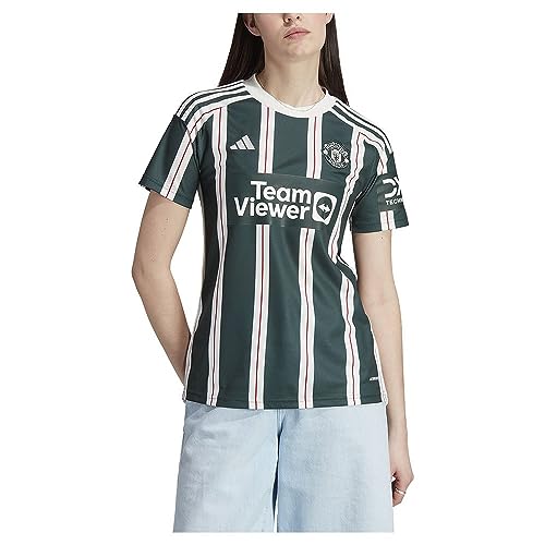 Image of Adidas, Away 23/24 Manchester United Fc, Short Sleeve Football Jersey, Green Night/Core White/Active Maroon, L, Woman