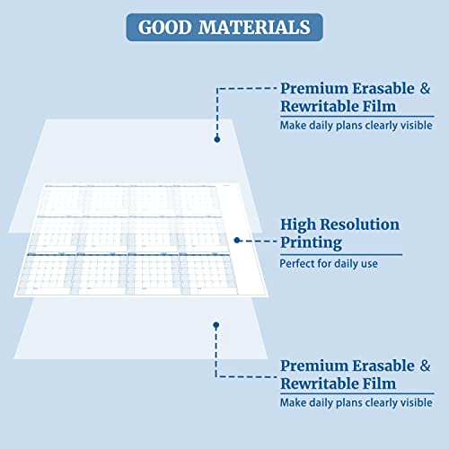 Large Dry Erase Calendar For Wall – Yearly Wall Calendar Dry Erase, 37" X 57.9", 12-Month Undated Blank Calendar Planner, Reusable Laminated Task Organizer With Note, Great For Office, Classroom, Home #TOP5