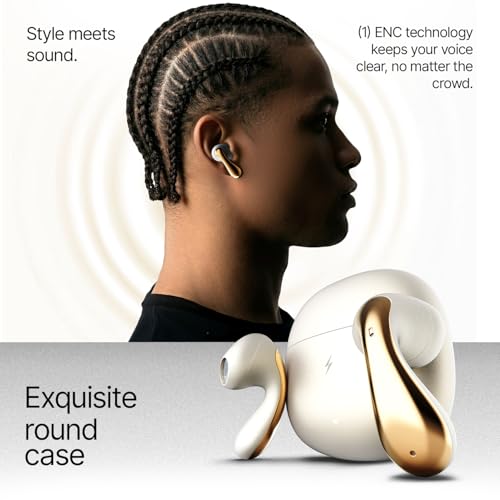 Image of Fire-Boltt Aero Lite TWS Earbuds Custom EQ Wireless Bluetooth 5.4 Music & App Support 50H Playtime Fast Charging Case 50ms Low Latency for Gaming Touch Controls Ivory Gold