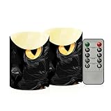 Caihoyu Juego de 2 velas decorativas sin llama, gatos serios negros