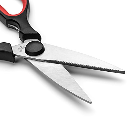 Ultra Sharp Kitchen Cooking Scissors, Heavy Duty, Serrated Stainless Steel Shears, Set Of 2, Protective Cap, Dishwasher Safe #TOP2