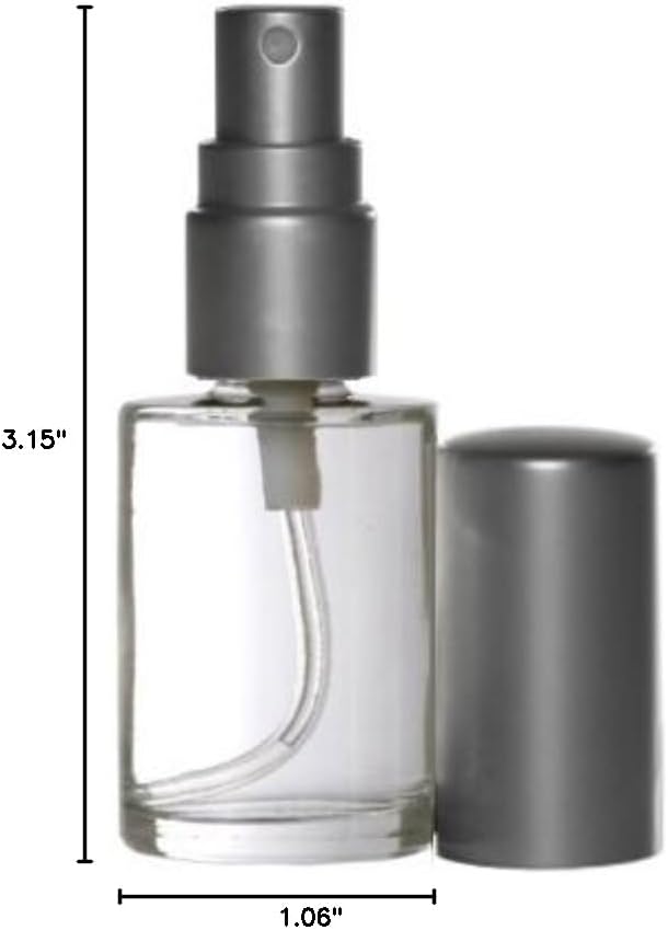 Riverrun Cologne Perfume Atomizer Empty Refillable Round Glass Bottle Matte Silver Sprayer 15ml 1/2 oz (Set of 10)