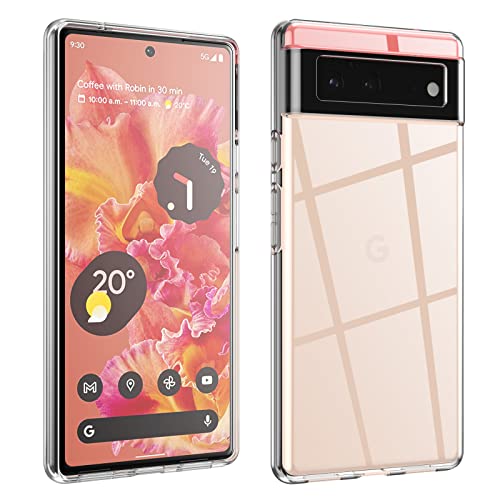 Kiewhay Caso Compatible con Google Pixel 6 Funda 6,4'', [Anti-Amarillo] [Ultra Delgado] [Protección contra caídas] Carcasa de TPU de Silicona para Google Pixel 6 - Transparente