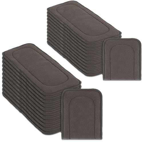 Image of Naturally Nature Cloth Diaper Inserts, 5 Layer Rayon Fleece, Pack of 24, Resuable, Washable Inserts for Cloth Diapers, Color Gray