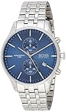 Wasserabweisend bis 5 bar BOSS Chronograph Quarz Uhr für Herren mit Silbernes Edelstahlarmband - 1513839