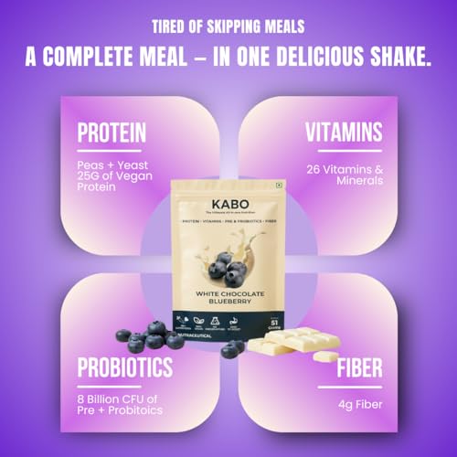 Image of KABO Vegan Plant Protein Shake for Men & Women, Butter Coffee Flavour | 23g Plant Protein, 60+ Superfoods, 26 Vitamins & Minerals | Healthy Meal Replacement Drink | 10 Pack (540g) (Large)
