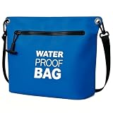 BLUEVER wasserdichte Umhängetasche mit Luftdichtem Reißverschluss, Leichter Dry Bag mit Verstellbarem Gurt für Strand, Schwimmen, Reisen und Alltag (Blau)