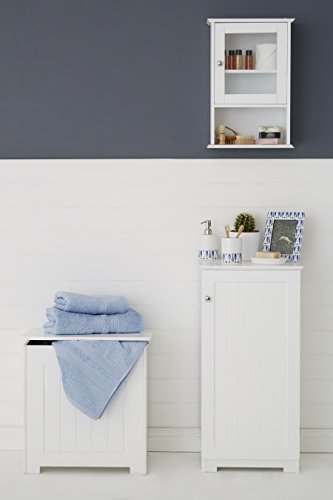 Premier Housewares Wall Cabinet with Glass Front Door and Shelf, 51 x 35 x 18 cm - White Premier Housewares Wall Cabinet with Glass Front Door and Shelf, 51 x 35 x 18 cm - White