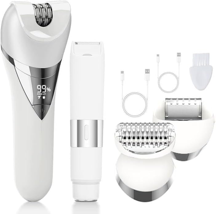Electric Razor for Women, 5 in 1 Rechargeable Painless Lady Epilator Electric Razors Kit Hair Remover for Face