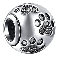 Black Crystals Dog Paw Charm