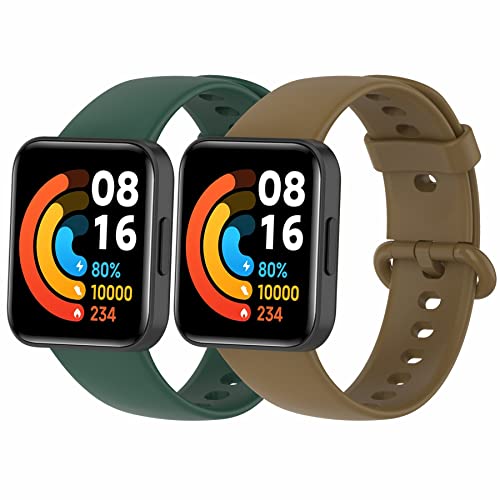 MIJOBS 2 Straps Compatible with Redmi Watch 2 Lite & POCO Watch & Xiaomi Mi Watch 2 Lite Silicone Strap for Men, Women