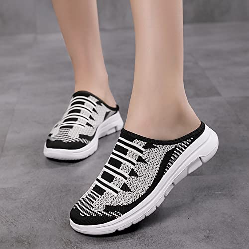 Sunrolan Women's Slip On Garden Clogs - Casual Mules Sneakers Breathable Comfortable Lightweight Shoes Mules (2201-Black-35) #TOP6