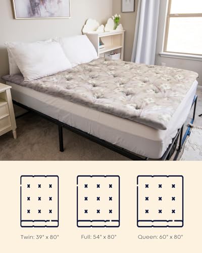 Syrinx Japanese Floor Futon Mattress Twin Size, Foldable Tatami Mat Portable Camping Sleeping Pad, Roll Up Floor Bed for Adults Child, Boys Girls Dormitory Thicken Mattress, White Blooms, 39"x 80"