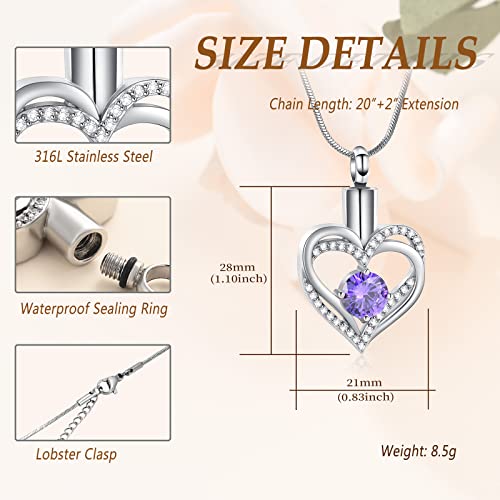 Minicremation Cremation Urn Necklace for Ashes Cremation Jewelry Heart Urn Necklace for Women Girls Birthstone Memorial Jewelry Pendant for Ashes for Human Pet - Image 2
