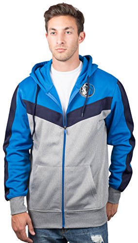 Ultra Game NBA Official Men’s Contrast Back Cut Full Zip Hoodie Sweatshirt - Unisex, Dallas Mavericks, Team Color, X-Large