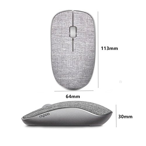 New Rapoo Optical Wireless Bluetooth Mouse Usb Gaming Mice With Soft Fabric Cover Super Slim Portable For Laptop Computer (Gray) #TOP1