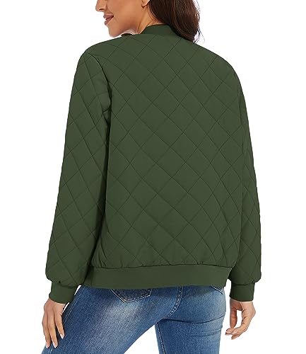TACVASEN Women's Diamond Quilted Jackets Lightweight Casual Bomber Jacket Warm Winter Coats Full Zip with Pockets2