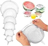 Home-Brand Home Brand Silicone Stretch Lids 6 Pack, Suction Lid Multi Size Reusable Durable Food Storage Covers For Bowls, Cups, Pots, Food Fresh Saver Cover(White)