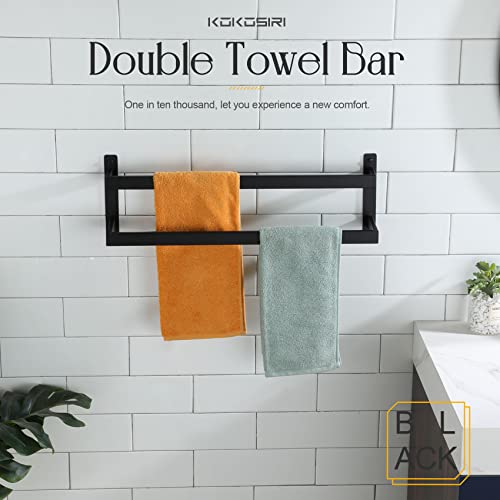 Kokosiri Towel Bars Black Bath Towel Holders 24-Inch Bathroom 2-Tiers Ladder Towel Rails Wall Mounted Towels Shelves Rack Stainless Steel, B5008Bk-L24 #TOP2