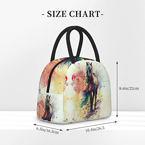 Watercolor Horse Insulated Lunch Bag For Women Men - Reusable Cooler Lunch Box For Office Work School Picnic Beach Workout Travel Gym- Tote Lunch Bag Containers Organizer For Adult Kids #TOP1