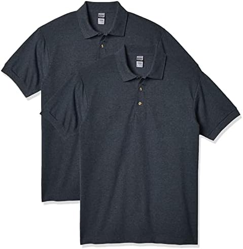 Gildan Men's Ultra Cotton Pique Sport Shirt, Style G3800, 2-Pack, Dark Heather, Large