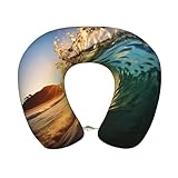 Mousse à mémoire de forme résistante : fabriqué à partir de mousse à mémoire de forme à rebond lent, cet oreiller de voyage en forme de U imprimé de marée de bord de mer garantit une excellente élasticité et durabilité, conservant sa forme même après plusieurs flexions.