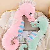Uixxducc Seepferdchen Kuscheltier Plüschtier Stofftier, Weiches Kissen Geschenk für Kinder/Erwachsene (Grün, 50CM)