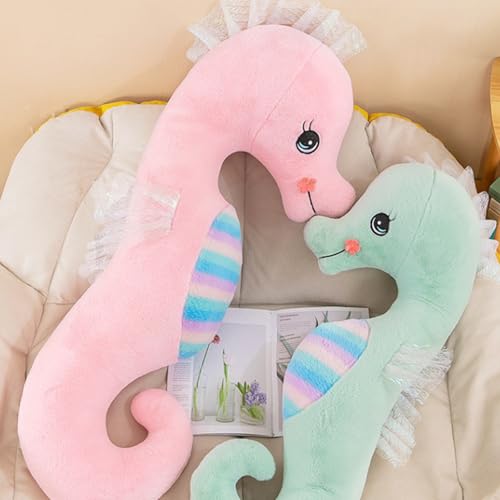 Uixxducc Seepferdchen Kuscheltier Plüschtier Stofftier, Weiches Kissen Geschenk für Kinder/Erwachsene (Grün, 50CM)