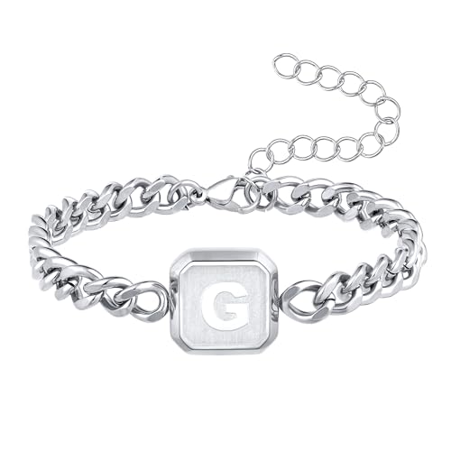 Image of Bellino Initial Bracelet Cuban Link Chain Mens Bracelets Jewelry Gifts