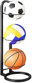 Armazenamento de bolas, suporte de bola vertical branco durável, organizador de basquete esportivo para quarto e garagem, suporte de bola para basquete, futebol, vôlei (Preto)