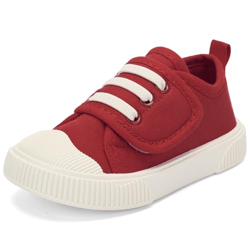 BACSAC Toddler Shoes Boys Girl Tennis Walking Sneakers Comfortable Athletic Running Non Slip Casual Canvas Gym Shoe Size 8 Red