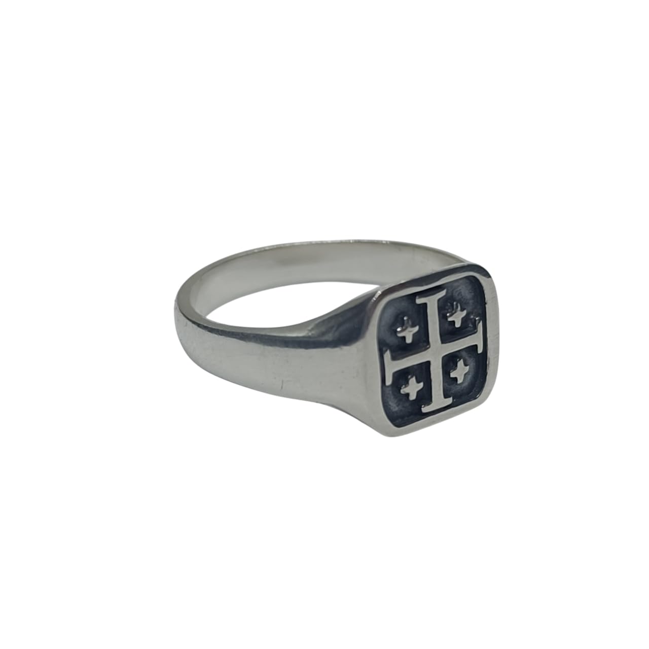 Herren-Siegelring aus Sterlingsilber mit Jerusalemkreuz – 925 gestempelt, nickelfrei