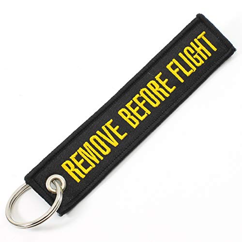 Remove Before Flight Keychain - Black/Yellow