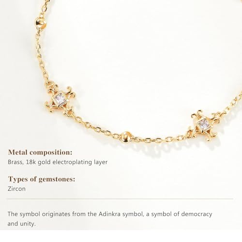18K Gold Plated CZ Cross Bracelet for Women, Dainty Bead Station Chain with Square Crystal Cross Links, Adjustable Extender Faith Jewelry Gift for Birthday, Valentine’s Day, Mother’s Day, Christmas by Warmhope - Used condition - Image 4
