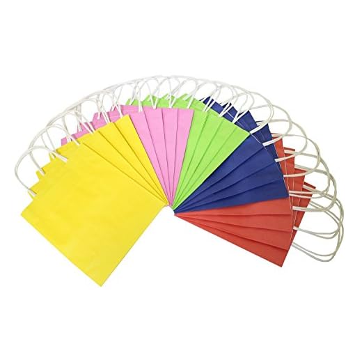 folia 21809 – Papperspåsar av kraftpapper, presentpåsar, 20 stycken, 18 x 8 x 21 cm, blandade färger – för pyssel, dekoration och gåva