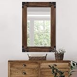 blue page Rustic Mirror Wood Mirror for Bathroom, Decorative Framed Wall Mirror, Farmhouse Natural V