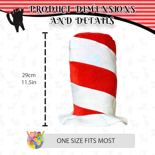 Luvfamday Red White Striped Top Hat Stovepipe Hat Cosplay Costume Headwear Funny Party Favors Women Men - Thumbnail 7