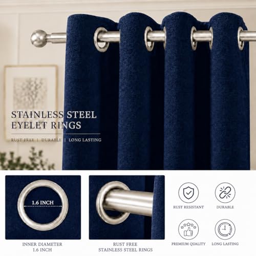 Image of Velvet Curtains | Heavy Soft Premium Velvet Drapes for Bedroom and Living Room | Semi Light Blocking, Thermal Insulated and Noise Reducing Door Panels | 7 Feet, Set of 2 (Navy Blue)
