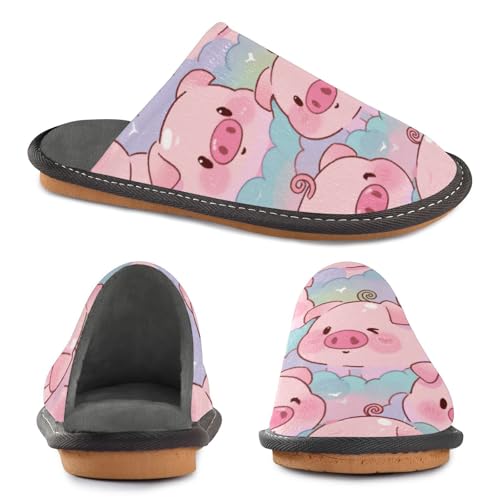 Slippers for Women Cute Pink Pigs Pattern Background Soft Fuzzy Women's Slippers Indoor and Outdoor Shoes2