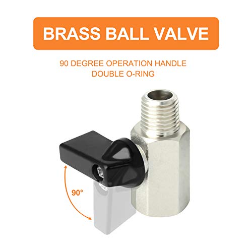 Gasher 3PCS 1/4 Inch Heavy Duty Steel Ball Valve Shut Off Switch, 1/4 Inch Male x Female NPT Thread Pipe Fitting