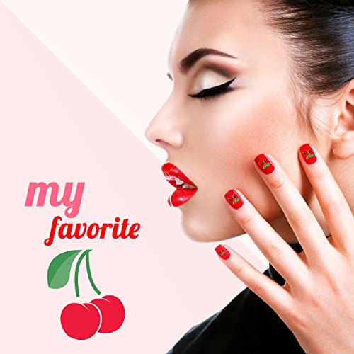 40 Pcs 3D Cherry Nail Charms Nail Rhinestones Nail Art Shiny Nail Gems Nail Glitter Studs Cute Fruit Nail Slices Diamond Crystal For Women Girl Jewelry Making Crafts Diy Manicuring (Red Gold, 6Mm/8Mm) #TOP2