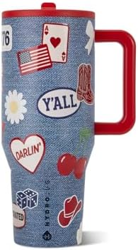 HydroJug Traveler - 40 oz Water Bottle with Handle & Flip Straw - Fits in Cup Holder, Leak Resistant Tumbler-Reusable Insulated Stainless Steel & Rubber Base - Gifts for Women & Men, American Honey - View 3