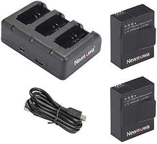Newmowa 1300mAh Rechargeable AHDBT-302 Replacement Battery (2-Pack) and Rapid 3-Channel Charger for Gopro Hero 3, Gopro Hero 3+, AHDBT-301, AHDBT-302