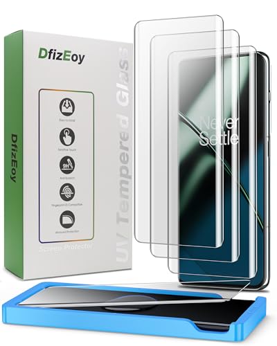 DfizEoy Tempered Glass Screen Protector for OnePlus 11 UV Set [3 Pack] Full Screen Adhesive Sensitive Touch With Alignment Frame [Easy to Install]