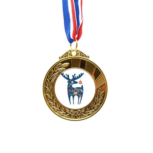 Medalla de Primer Lugar Holiday Blue Deer para Evitar Trofeos Frágiles Cinta Incluida